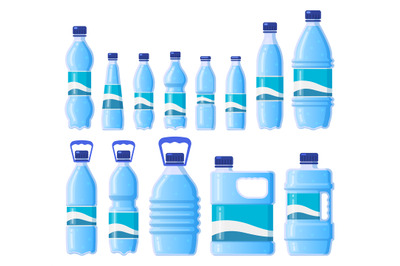 Water plastic bottle. Beverage plastic, glass packaging, bottled water