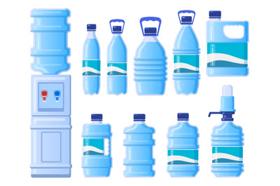 Plastic water bottles. Cooler water bottle packaging, plastic bottled