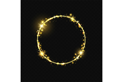 Shiny round frame. Shiny circle frame, stardust glitter stars trace, r