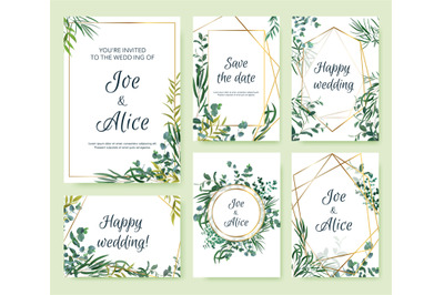 Wedding invitation frames. Floral elegant invite card&2C; floral leaf fra