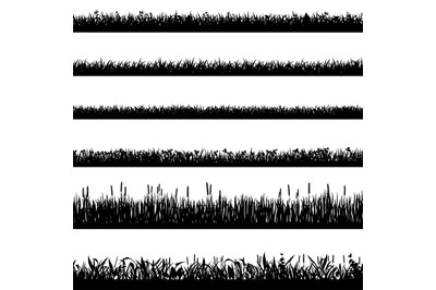 Grass border silhouettes. Black grass silhouettes&2C; natural environment