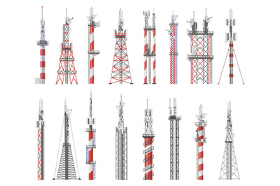 Broadcast technology tower. Communication antenna tower, wireless radi