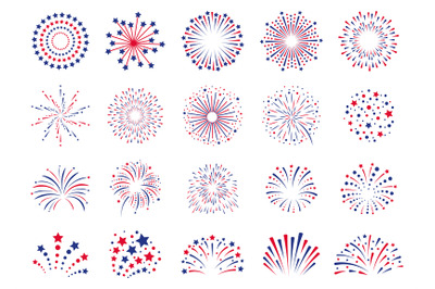 Fireworks 4th July. Celebration festival firecracker, party firework e