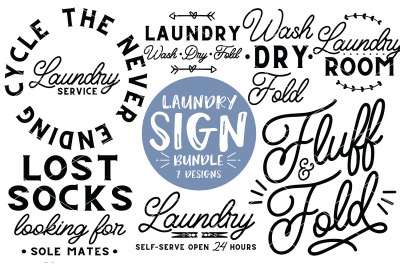 Laundry Sign SVG Bundle - SVG - DXF - PNG