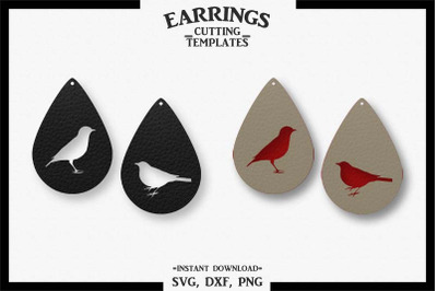 Bird Earrings, Silhouette, Cricut, Cut File, SVG DXF PNG