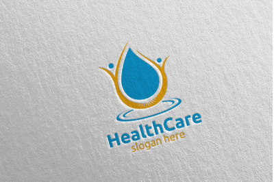 Water Drop Health Care Medical Logo 23