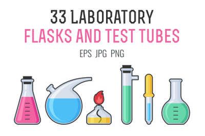 33 flasks and test tubes set