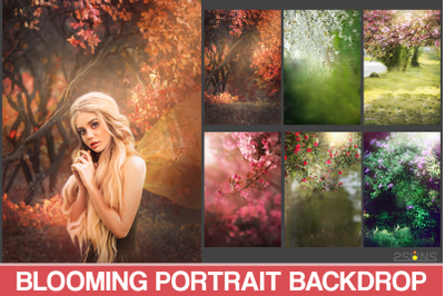 Blooming tree branch overlay, Floral Portrait Background, Photo Art