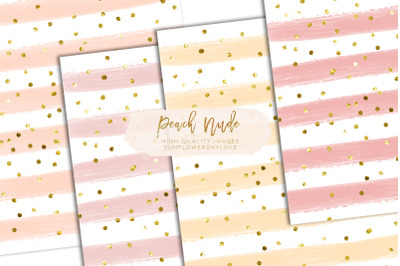 Watercolor Brush Strokes paper&2C; Peach Nude digital paper