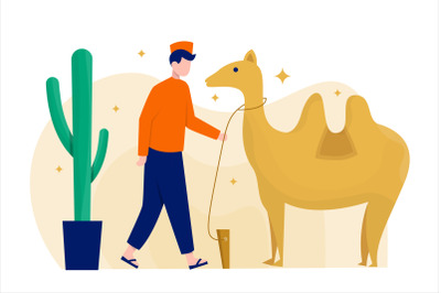 Ramadan Camel Flat Vector Illustration