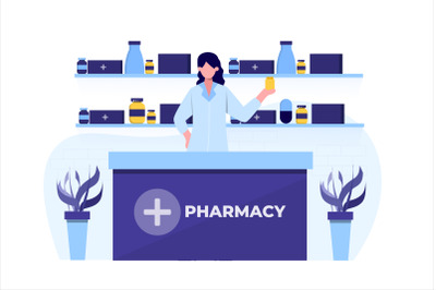 Pharmacy Drugstore Flat Vector Illustration