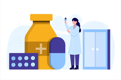 Pharmacy Drugs Flat Vector Illustration