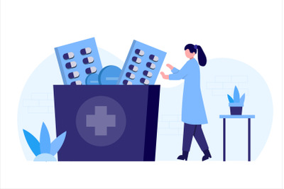 Pharmacy Health Flat Vector Illustration