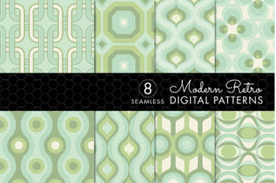 8 Modern Retro Patterns - Light Greens