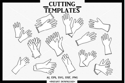 Rubber Gloves, Hand Drawn, Silhouette, Cricut, Cut File, SVG