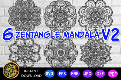 6 of Zentangle Mandala SVG Cut File Vector Monogram V-2