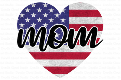 Mom Flag Heart PNG, Mother&#039;s Day Design PNG.