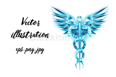 Blue Caduceus Symbol