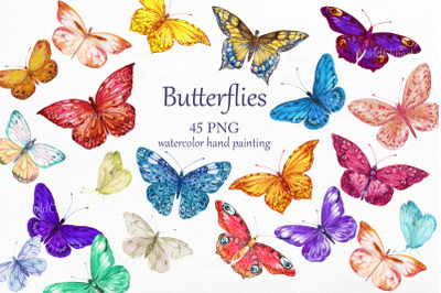 Butterflies Watercolor Clipart, butterfly, butterflies PNG