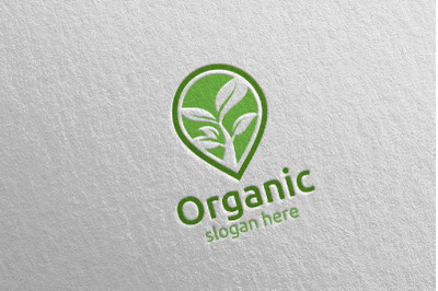 Pin Locator Natural and Organic Logo design template 6