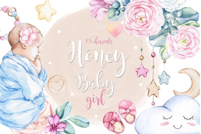 Watercolor NEW Honey Baby Girl