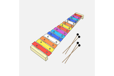 Illustration design of colorful xylophone musical instrument shapes
