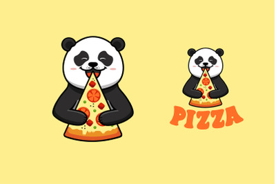Logo fast food, panda eats pizza