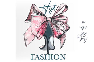 Fashion vector illustration with female elegant shoe
