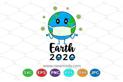 Earth Day 2020 SVG - Earth With Mask SVG