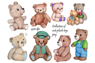 Cute plush toys. Teddy bears.