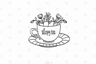 Tea cup with flowers svg cut file