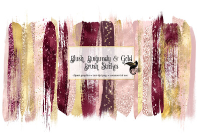 Blush Burgundy and Gold Brush Strokes