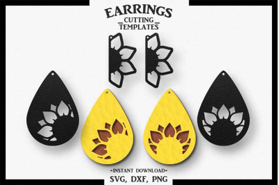 Sunflower Earring, Silhouette Cameo, Cricut, SVG Earrings, SVG DXF PNG
