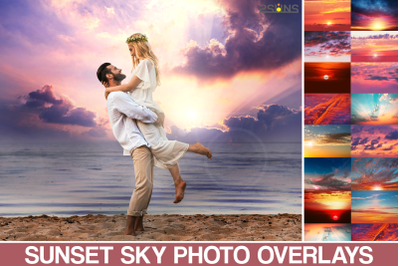 Sunset Sky Overlays, Photoshop overlay, Realistic Clouds