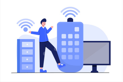 Internet of Things Remote Control Flat Vector Illustration