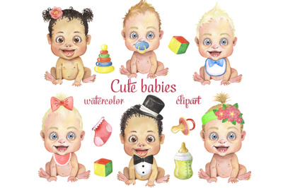 Babies watercolor clipart Little kids clipart little girls, little boy