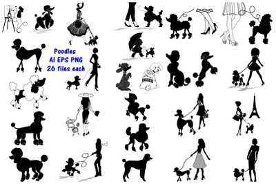 Poodles and their Owners AI EPS PNG