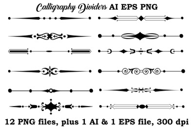Calligraphy Dividers AI EPS PNG
