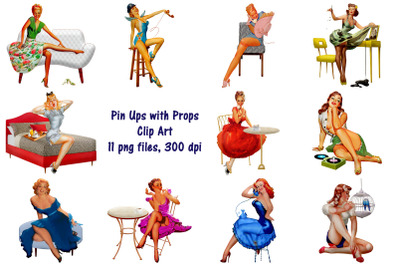 Retro Pin Up Girls with Props