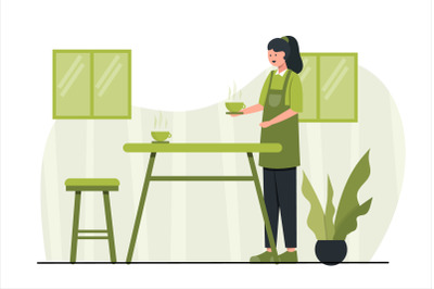 Coffee Shop Concept Flat Design Vector Illustration