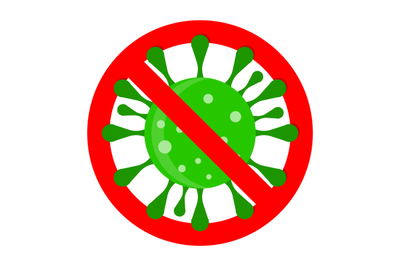 Prohibition covid-19 symbol, banned virus