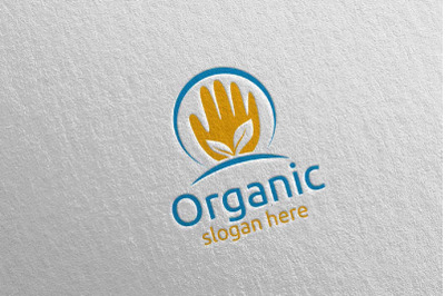 Hand Natural and Organic Logo design template 26