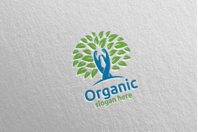 Hand Natural and Organic Logo design template 27