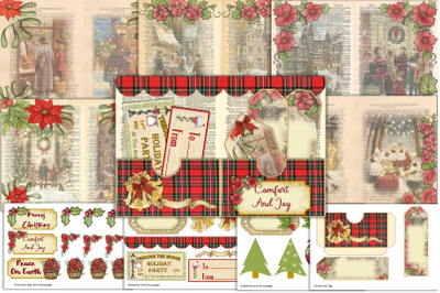 Victorian Christmas Backgrounds with free Ephemera and Clipart