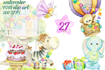 Birthday Clipart, Birthday Graphic, Planner Accessories, Animal Graphi
