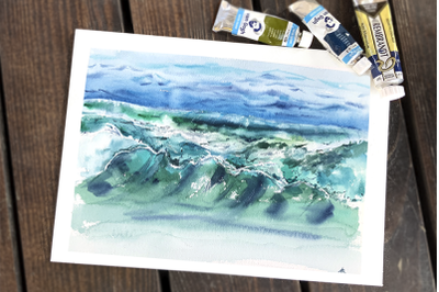 Ocean Wave - Watercolor Painting