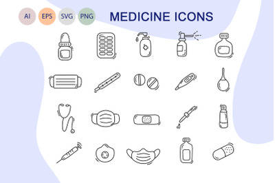 Medicine line icons