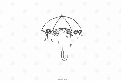 Umbrella with flowers svg cut file