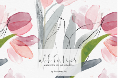 Delicate Watercolor Tulip Clipart Set