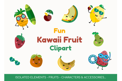 Kawaii Fruits Clipart